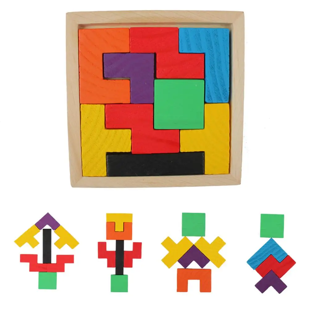 Обучающая головоломка Vitoki деревянные 3d Пазлы для детей Танграм Tetris