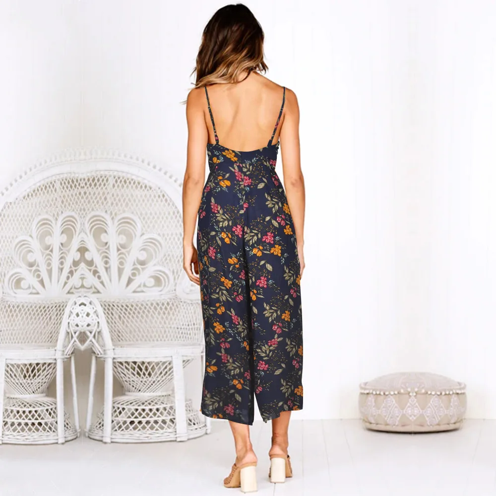 

summer fashion ladies cloth 2019 floral printed womens jumpsuit streetwear overalls for women female clothes
