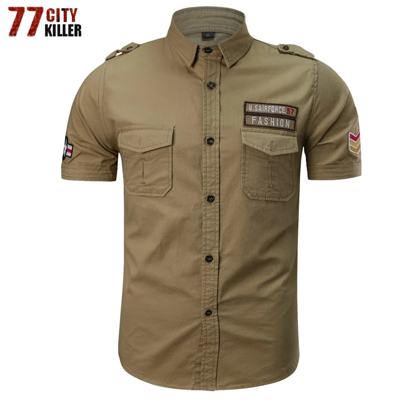 

Breathable Cotton Military tactical Shirt Men 2020 Casual Summer Short Sleeve Men Shirt Plus Size M-6XL chemise homme