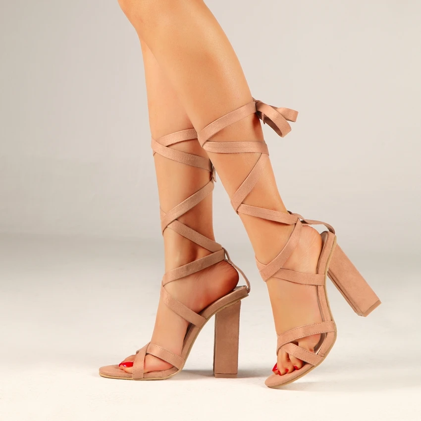 Женские сандалии с ремешком на щиколотке черные вечерние гладиаторы высоком