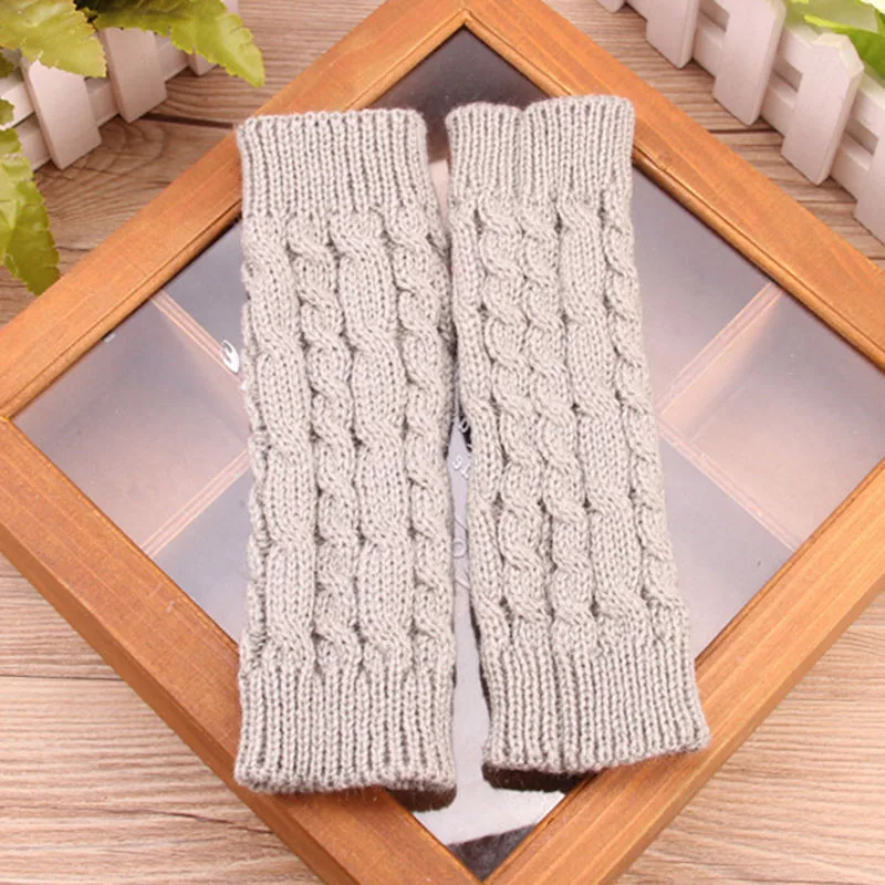 light gray Женские перчатки Стильные теплые зимние перчатки женские вязаные крючком перчатки из искусственной шерсти теплые митенки без пальцев женские перчатки - Цвет: light gray