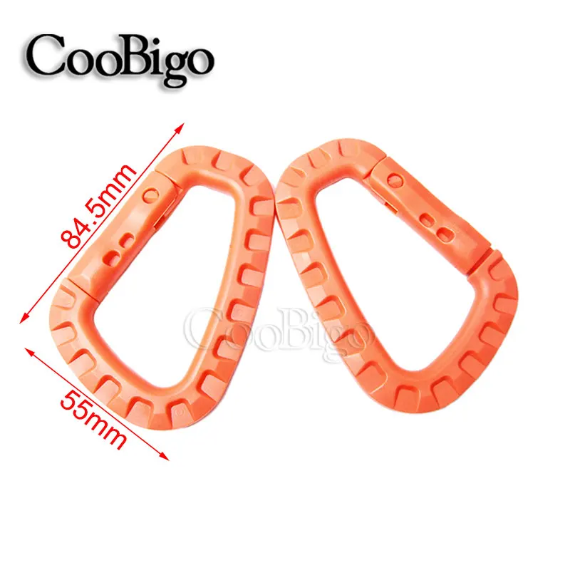 Common Orange 2 шт. Пластиковый Карабин Для Скалолазания d-образное кольцо с зажимом, крюк для кемпинга, альпинизма, пряжка, военная уличная сумка, рюкзак, набор крючков с защелкой - Цвет: Common Orange