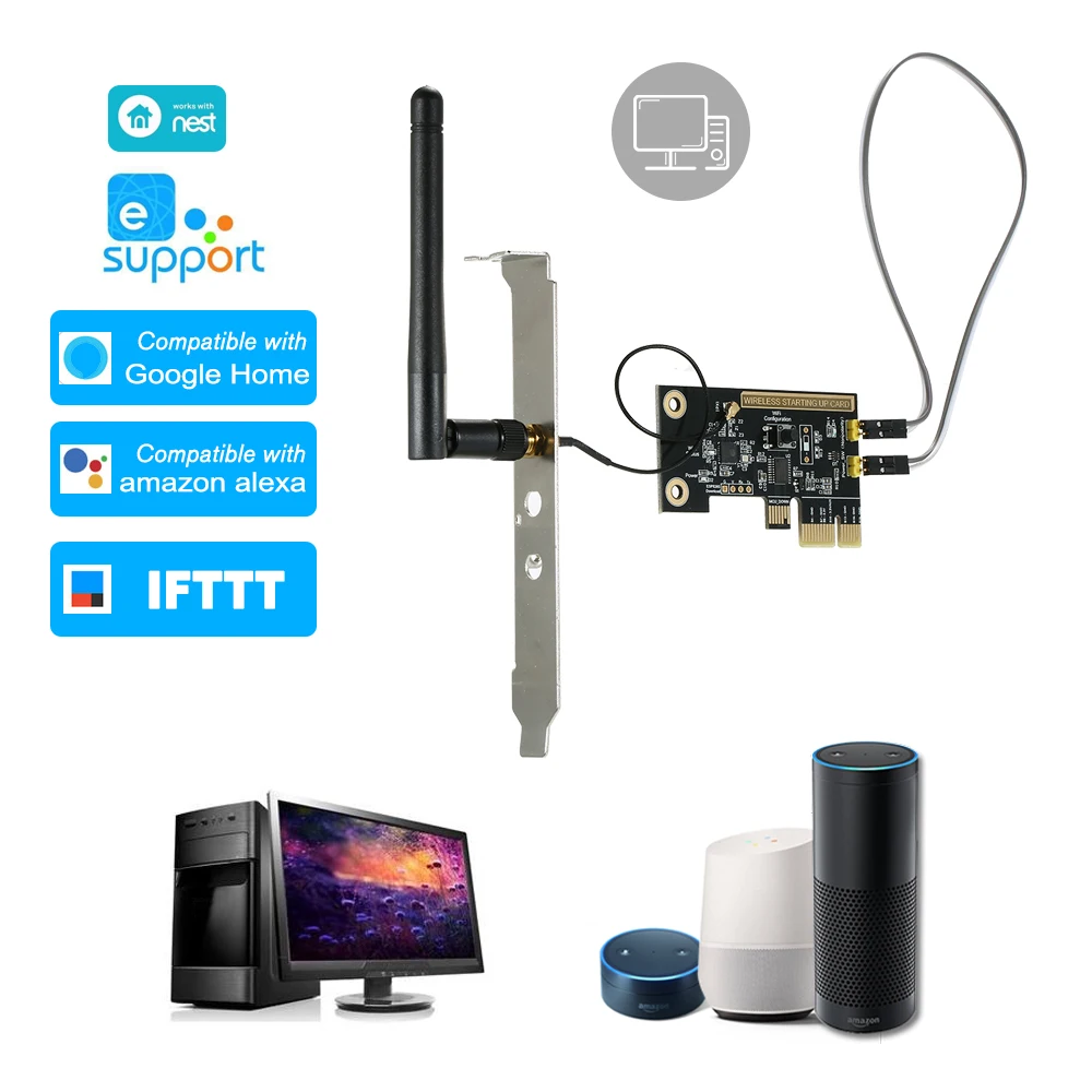 eWeLink Mini PCI-e Desktop PC WiFi Wireless Smart Switch Remote Control Boot Card Relay Module Restart Turn On/OFF | Электроника