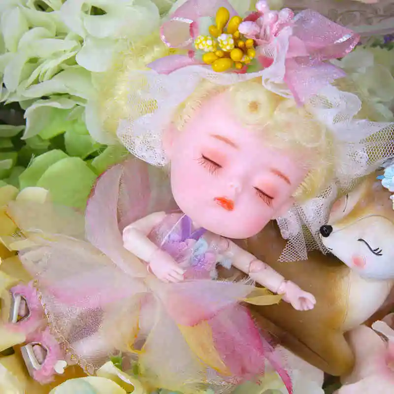Water lily 1/12 BJD кукла 26 шарнирное тело 14 см мини кукла DODO ob11 кукла с экипировкой обувь куклы с макияжем и коробкой Набор подарочных игрушек - Цвет: Water lily