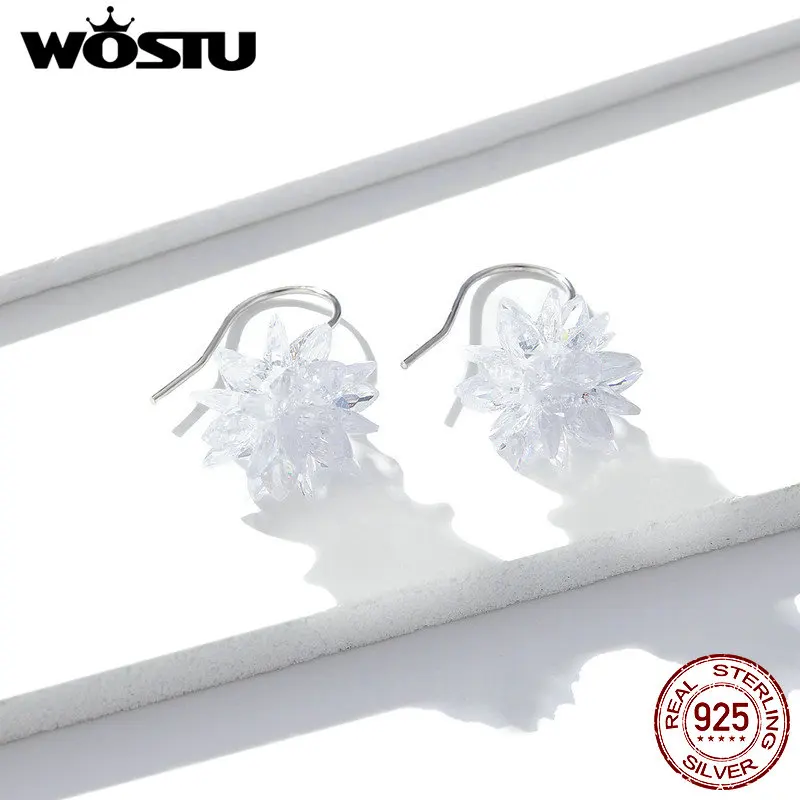Женские серьги капельки WOSTU из 100% стерлингового серебра 925 пробы с ослепительным