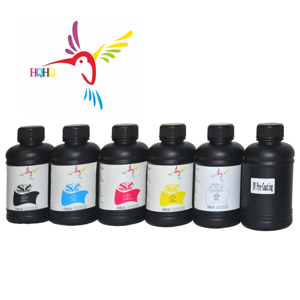 

HQHQ светодиодные УФ-чернила для Konica Minolta 14pl 512 1024 печатающая головка цифровая 500 мл каждая бутылка совместима с водой