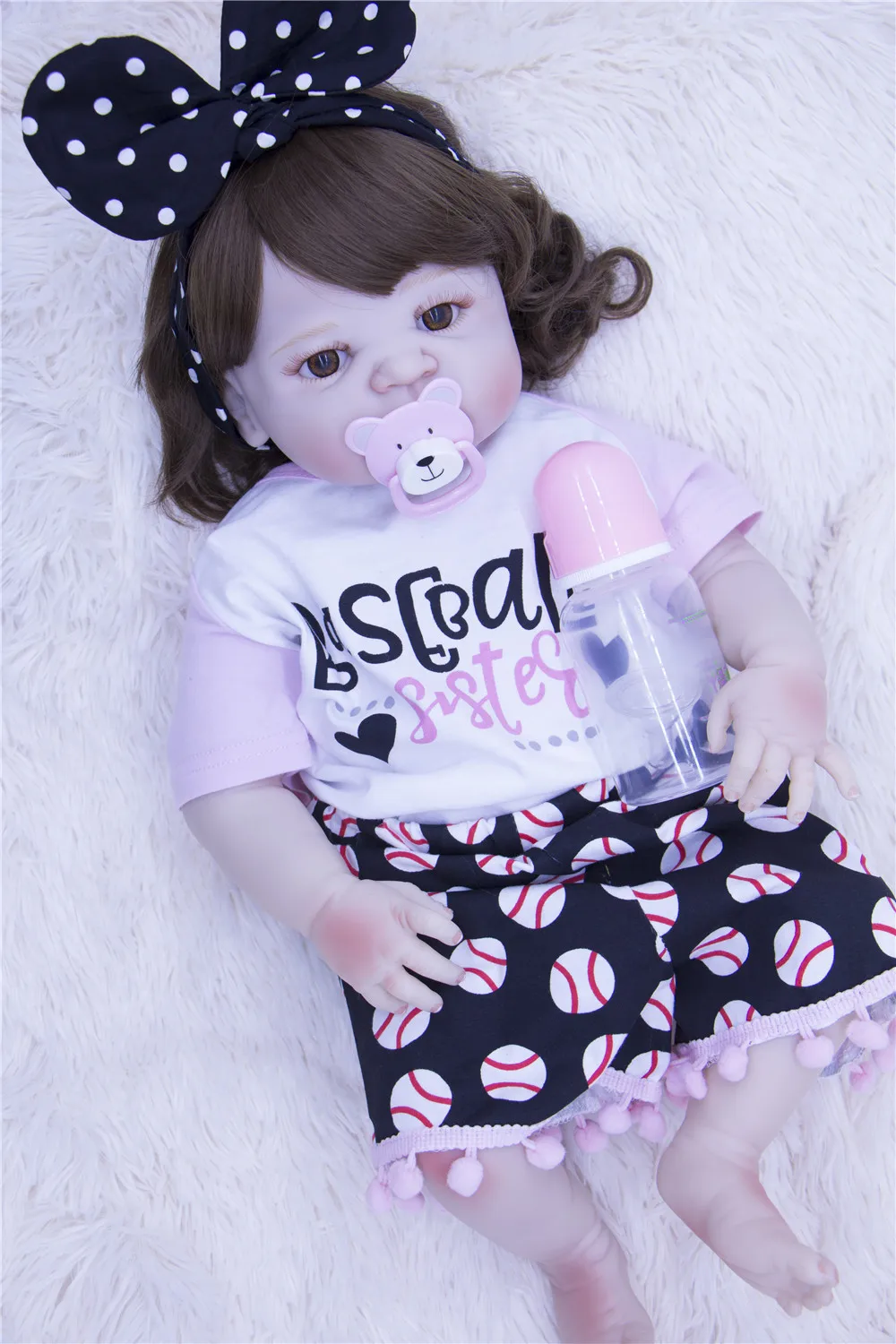23 ''реалистичные куклы принцессы Bebes все силиконовые Reborn doll в горошек головной