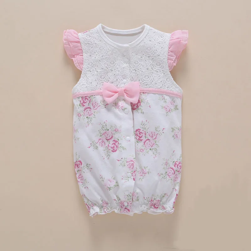white flower romper Комбинезон для новорожденных девочек; комплекты одежды; лето г.; Детский комбинезон хлопок с вышивкой «i love mama»; одежда для малышей с повязкой на голову; обувь - Цвет: white flower romper