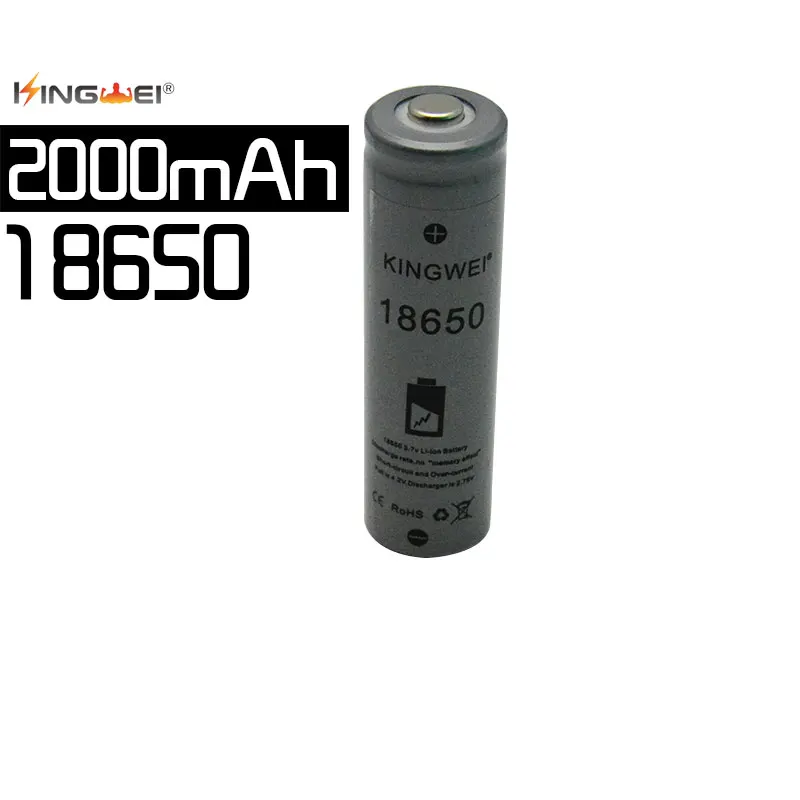 2018 новый бренд KingWei серый 2000mah 18650 3 7 v остроконечная батарея литий ионная
