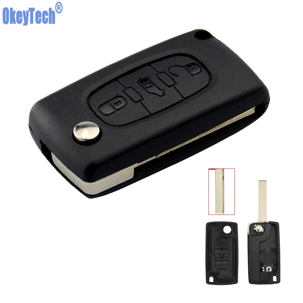 

OkeyTech 3 Buttons Auto Replacement Car Remote Key Shell For Fiat Scudo HU83 Blade Fob Case Cover Without Groove Good Quality