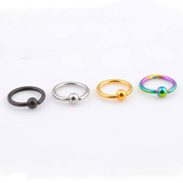 Silver Black Gold Rainbow Titanium Anodized 316L Surgical Steel Captive Bead Ring Septum Piercing Nose Daith | Украшения и