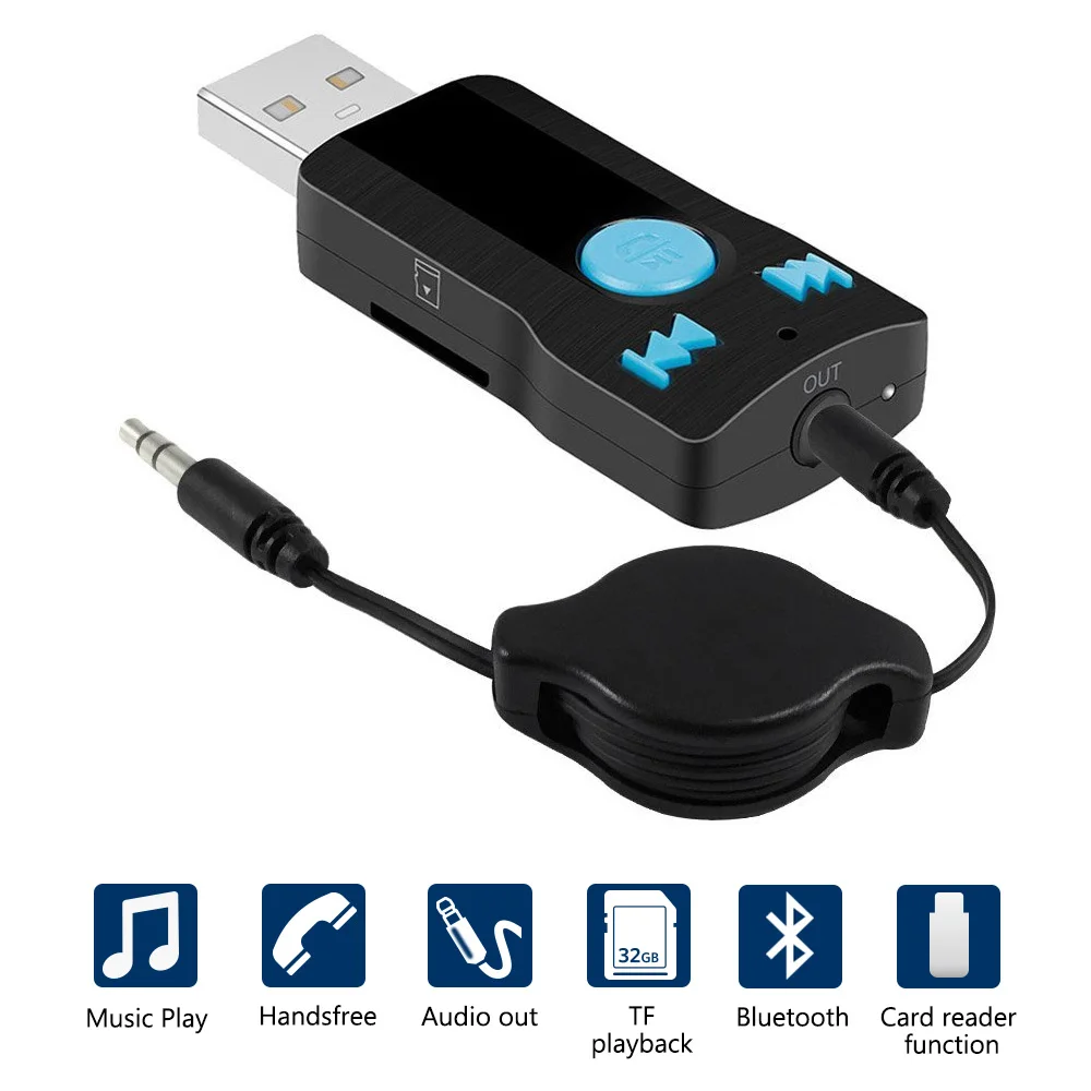 USB Bluetooth приемник автомобильный беспроводной A2DP Музыка 3 5 мм Aux аудио адаптер для