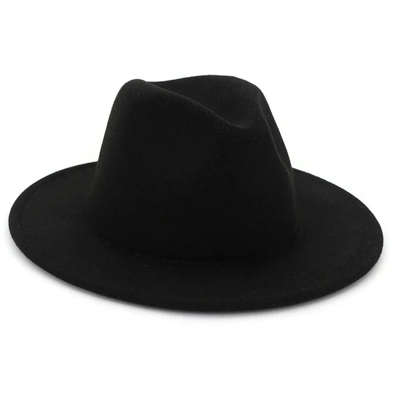 Осенне-зимняя женская фетровая шляпа Fedoras большой край шляпы для женщин британский стиль винтажные церковные шляпы женские плоские шляпы Fedoras