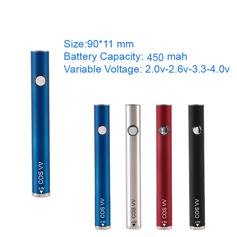 

ECT COS VV e-cigarette battery 650mah ego vape 510 Thread fit for B5 CBD e cigarette vapor atomizers vape pen battery