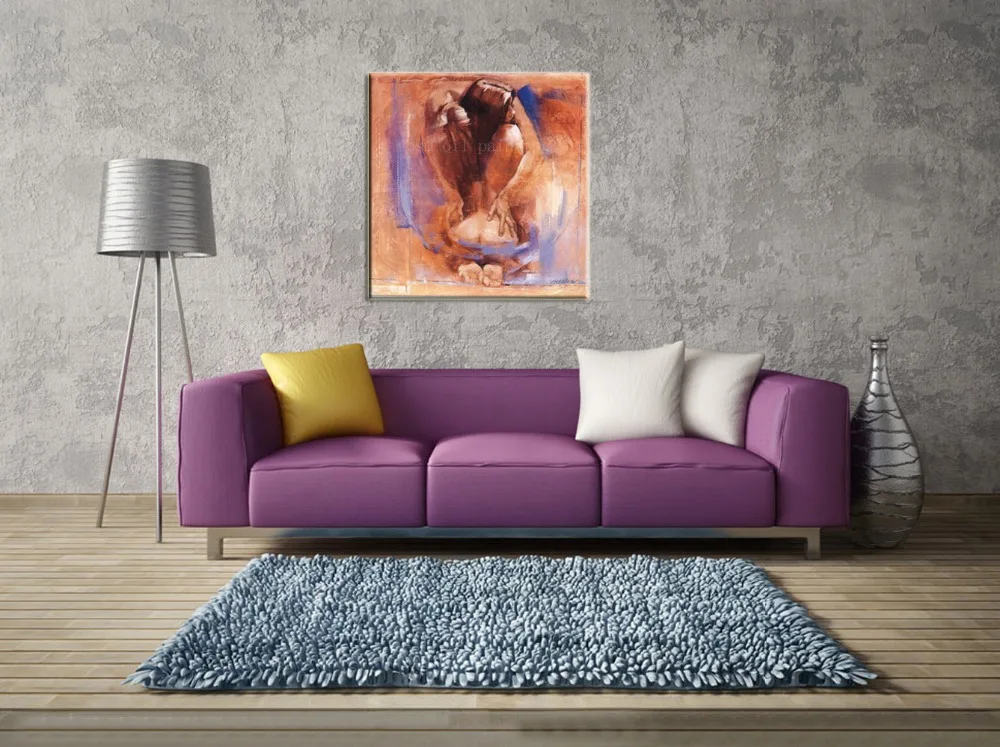 Ручная роспись высокое качество портрет обнаженной пары масляная живопись на