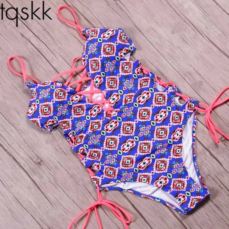 Женский купальник в стиле ретро TQSKK летний бандажный пляжная одежда монокини