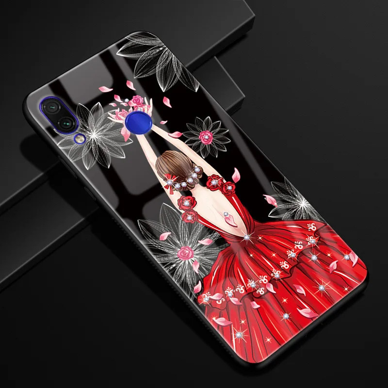 a36 Для Xiaomi Redmi Note 7 чехол Модный Жесткий PC стекло задняя крышка для Xiaomi Redmi Note 7 Pro силиконовая рамка Fundas Redmi Note7 Capa - Цвет: a36