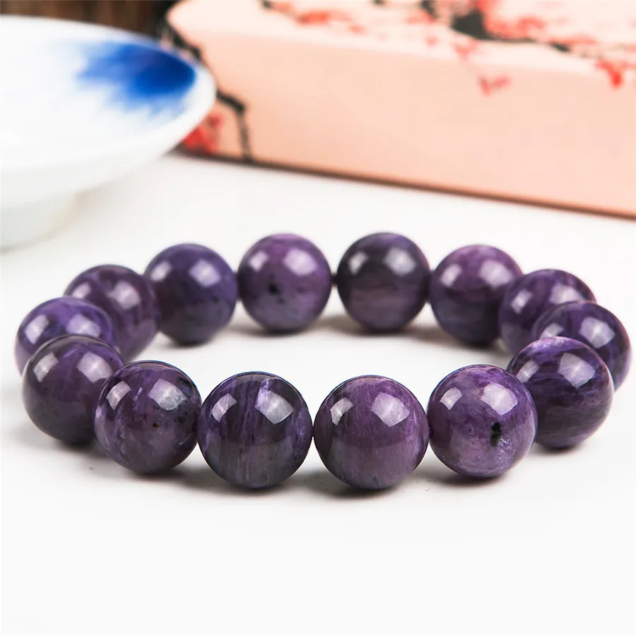 Натуральный фиолетовый Charoite камень драгоценный Круглый бисер женский Femme Шарм