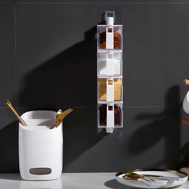 Кухонные настенные бутылки для специй банки коробки приправ приправа органайзер