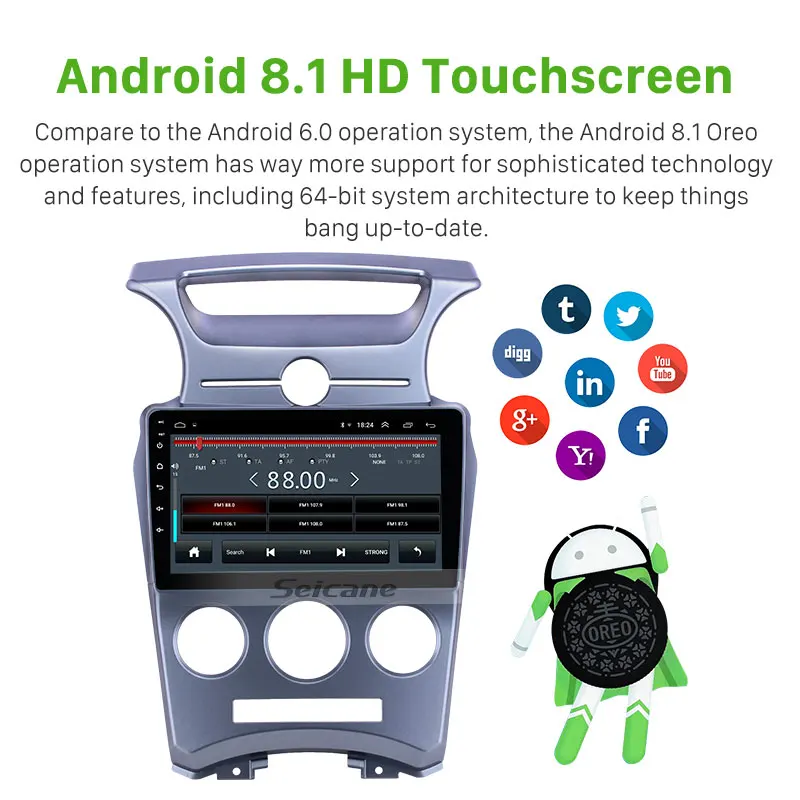 Автомагнитола Seicane 2DIN Android 8 1 GPS мультимедийный плеер для 2007 2008 2009 2012 Kia Carens