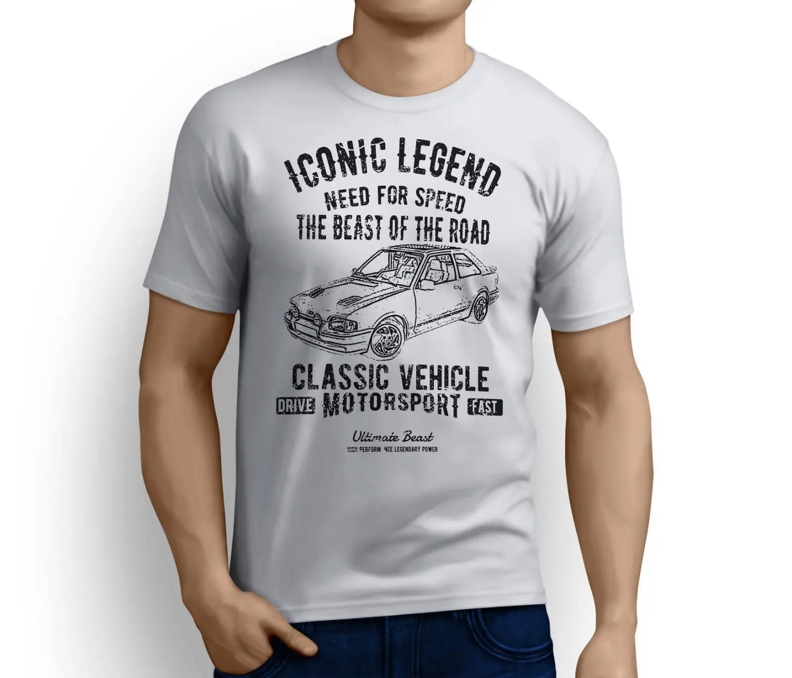 Новые летние Для мужчин хлопок Футболка Legend американских автомобилей эскорт RS