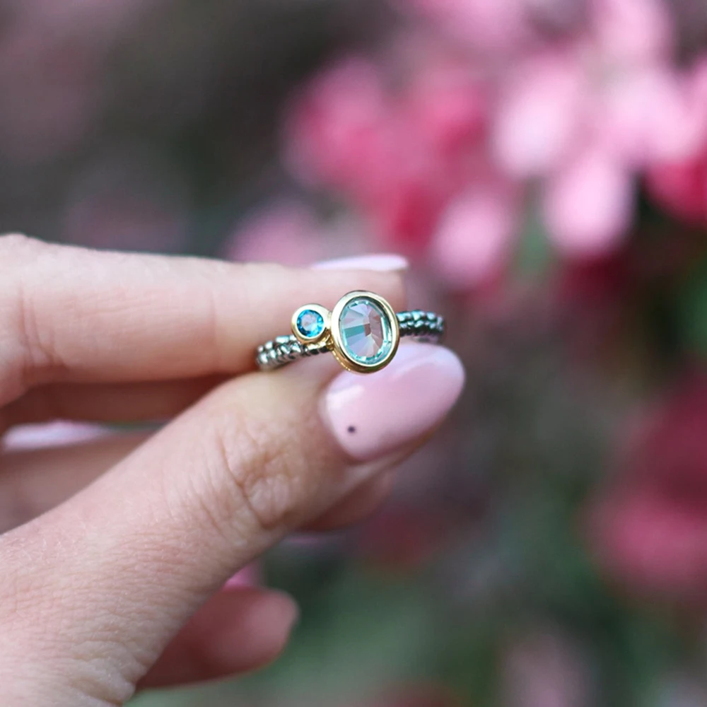 

2021 Oval Blue Crystal Ring Trendy Jewellery Fast Delivery Large Stock Dropshipping High Quality Elegant Jewelry For Women