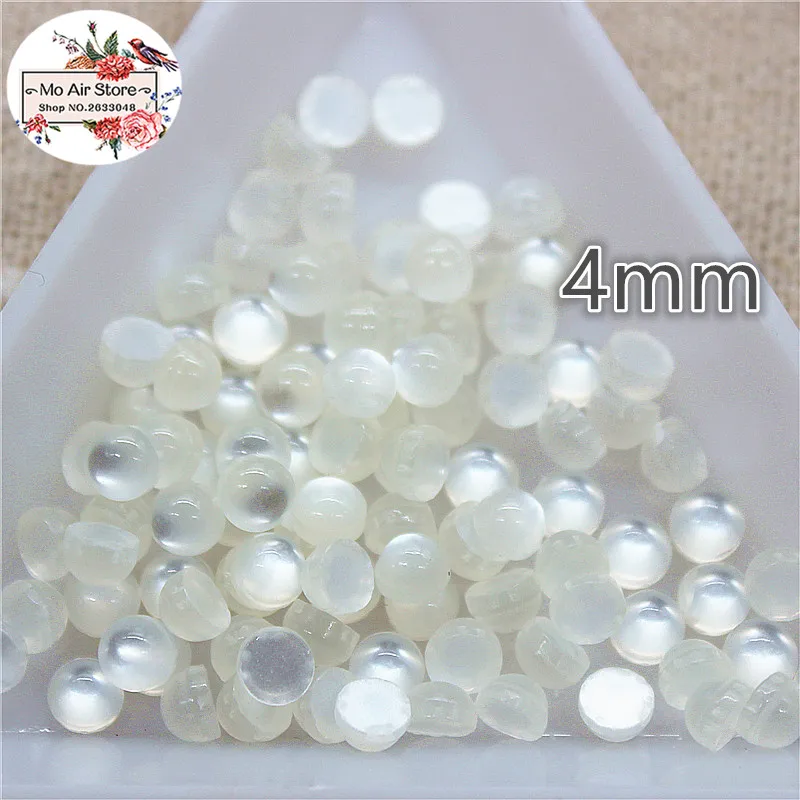 

100PCS 4mm white round flatback resin cat eye button Resin Cabochon bead Art Supply Decoration Charm bead
