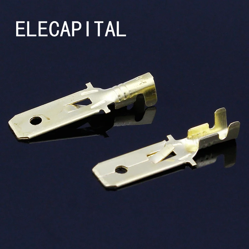 20pcs/lot 6.3mm Copper Male Wire Splice Crimp Terminal L15 Spade Connector Free Shipping | Terminals