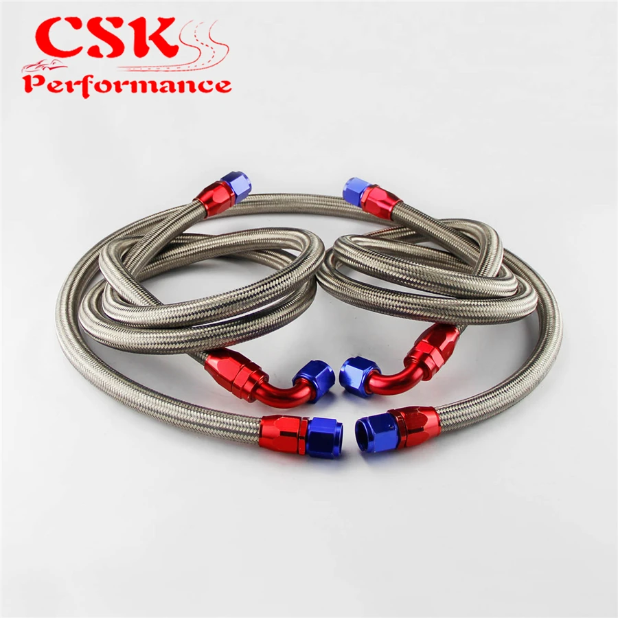 

AN10 Nylon Steel 10An Engine Oil Cooler Braided Hose Filter Relocation Hose Black / Silver