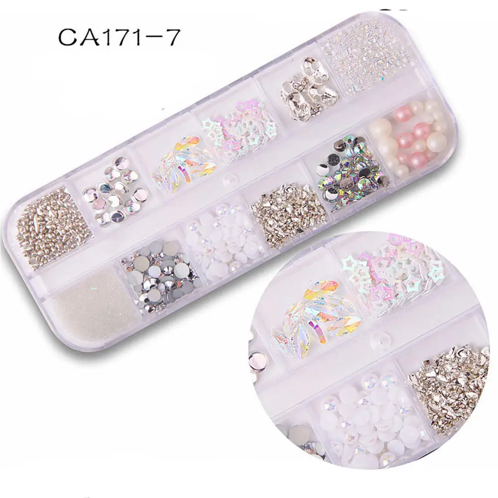 CA171-7 Mix Shaped 3D сплав металла декоры дизайн ногтей Стразы шпильки заклепки бисера металлические украшения блестящие украшения для маникюра DIY для женщин Типсы для ногтей - Color: CA171-7