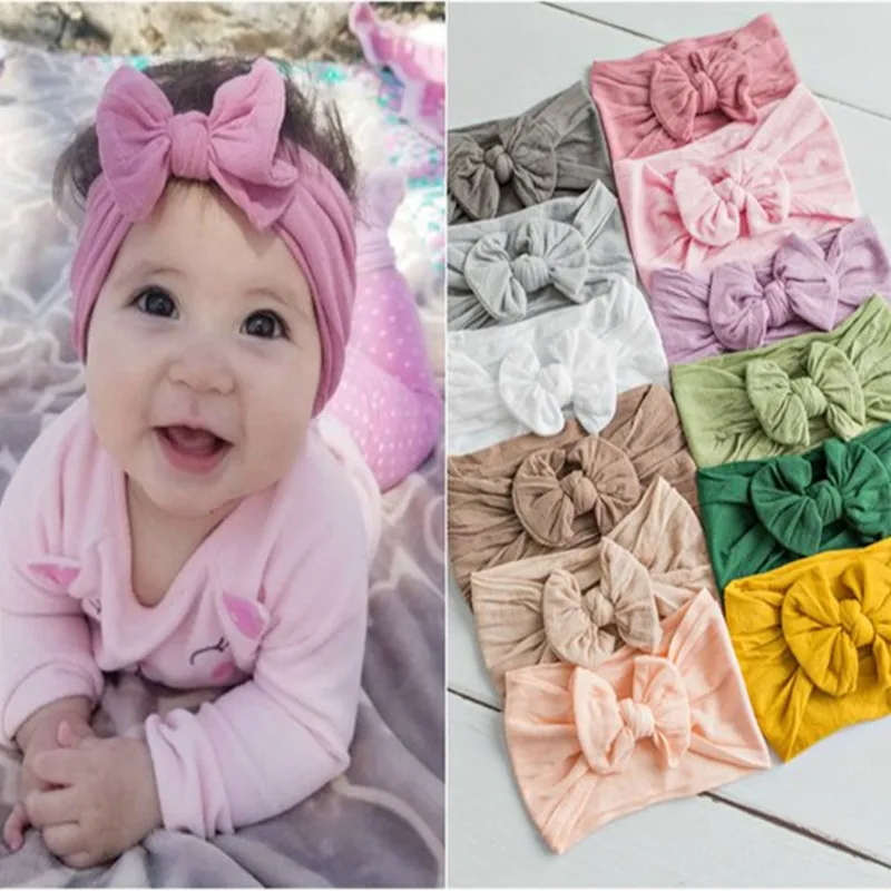 12 шт новорожденных Bebe широкие банты нейлоновые обручи на голову для детей