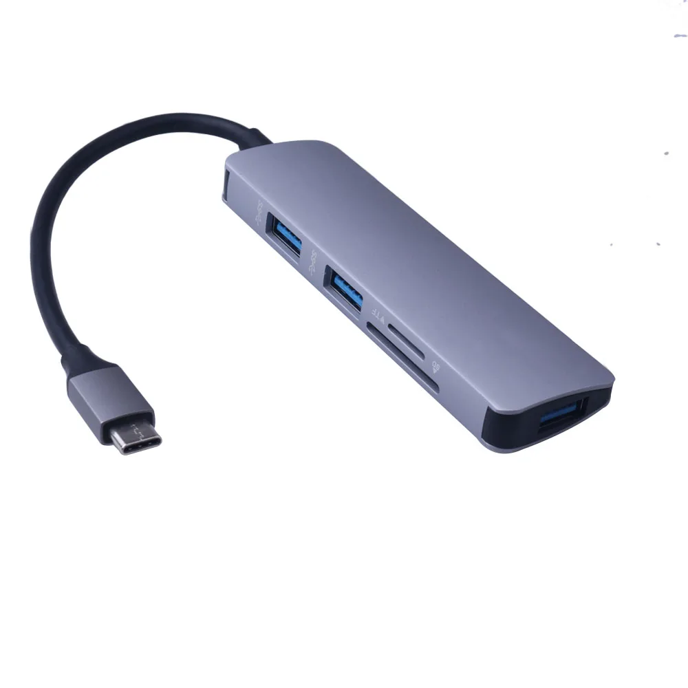 2019 USB + Type C 5в1 концентратор многофункциональный адаптер 3 0 SD/TF кардридер для Macbook PC
