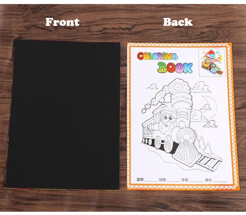 10pcs A4 size Children Scratch Painting Papers with Drawing Stencils Kids Scraping Paper Paint Learning Kindergarten Preschool | Игрушки и