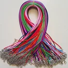 Цветной вощеный кожаный шнур для ожерелья, 1,5 мм, 45 см, цепочка с застежкой-карабином, аксессуары для ювелирных изделий сделай сам, 100 шт.лот