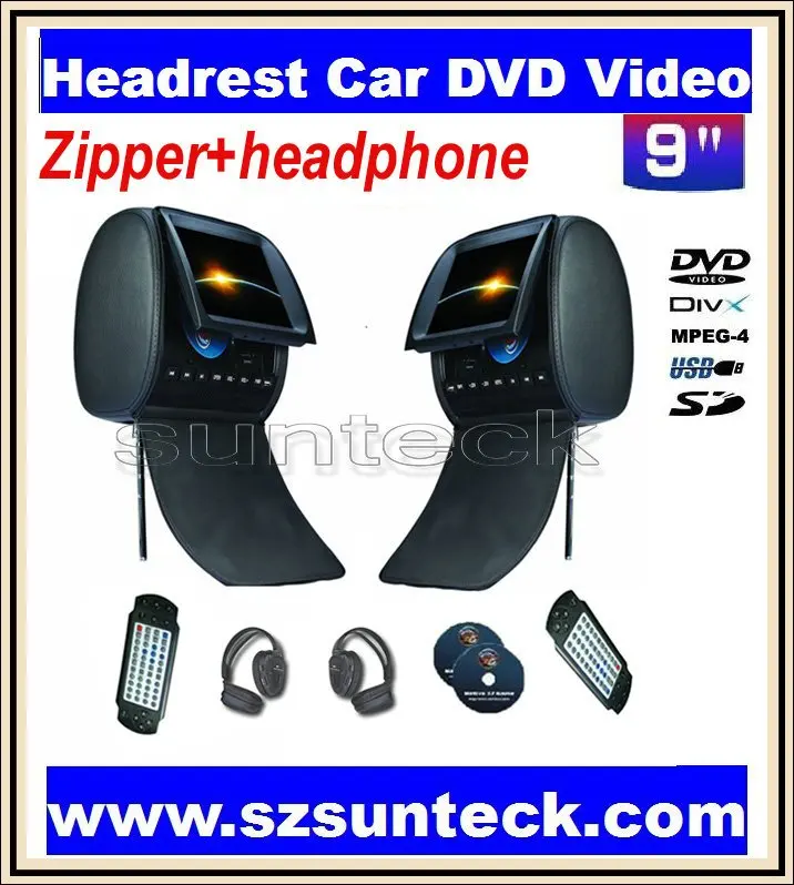 Бесплатная доставка 2x9 дюймов Автомобильный Подголовник dvd с цифровой панелью и