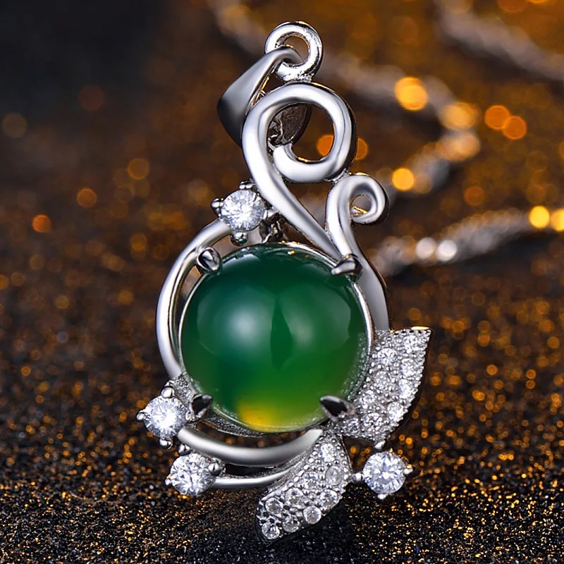 M&ampW JEWELRY 2017 Charms Pendant 925 sterling silve for women Necklace Four Leaves Green Natural Plant Specimens Clavicle | Украшения и