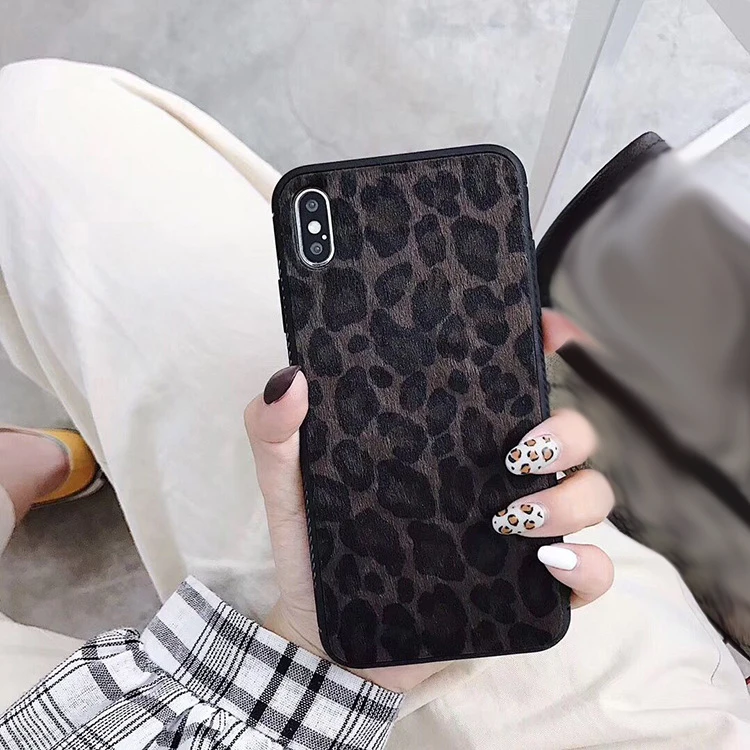 Kuutti Squishy Women Fashion Luxury Red Leopard Fabric Furry Shockproof Phone Cases for iPhone 6 6s 7 8 Plus X XR XS Max Cover |