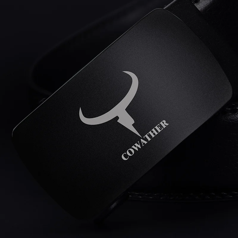 black CZ002 COWATHER Новые моды мужские пояса топ корова натуральная кожа автоматическая пряжка пояса для мужчин причинным ceinture homme - Цвет: black CZ002