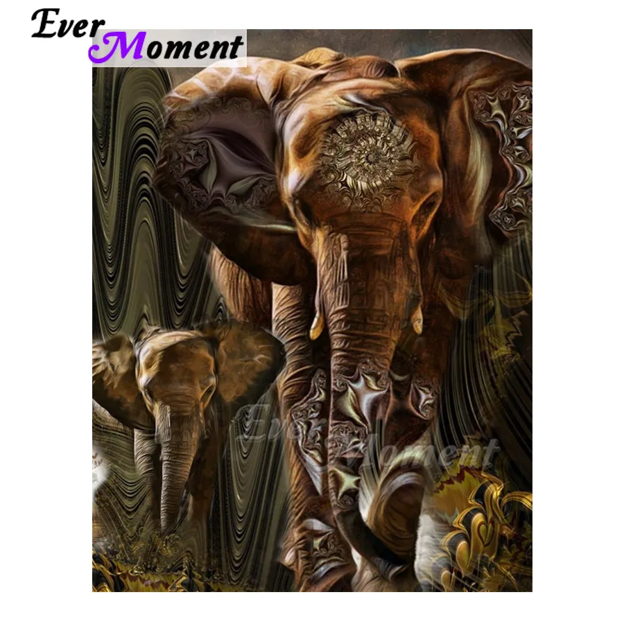 Когда-нибудь момент алмазов картина Картина Стразы слон Семья камни в форме