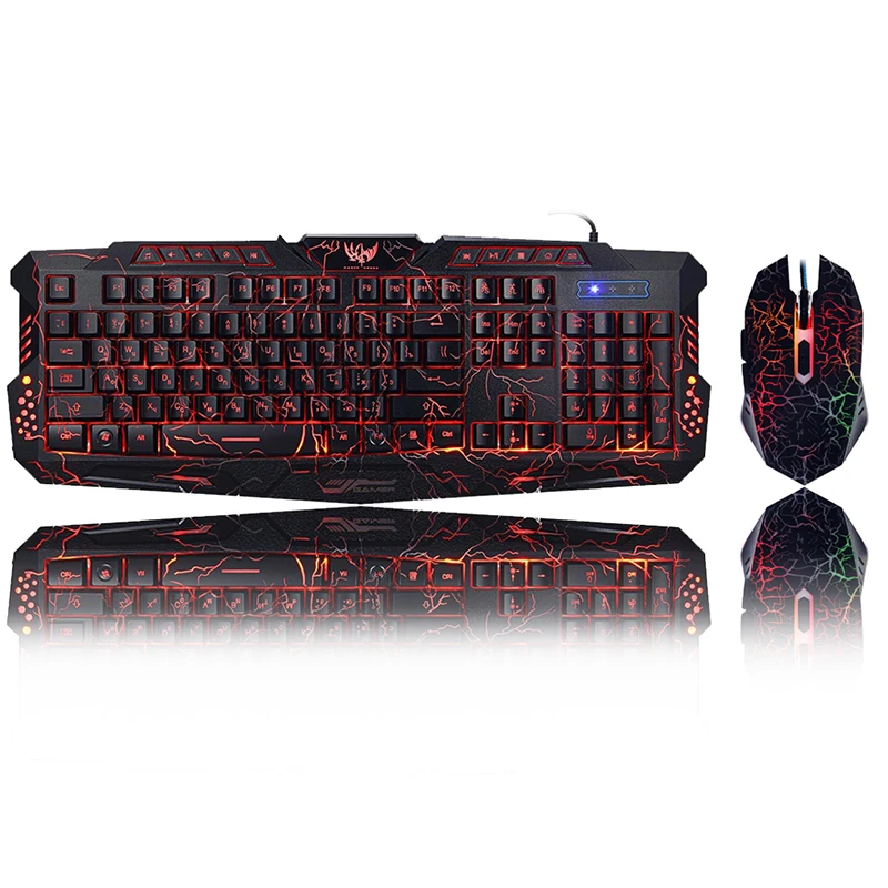 Трехцветная компьютерная игровая клавиатура с подсветкой Teclado питанием от USB