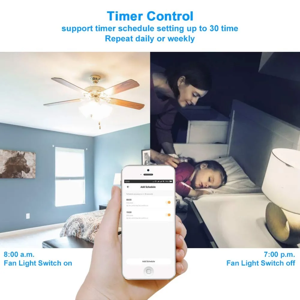 Timethinker ЕС Великобритания умный Wifi переключатель вентилятора выключатель света