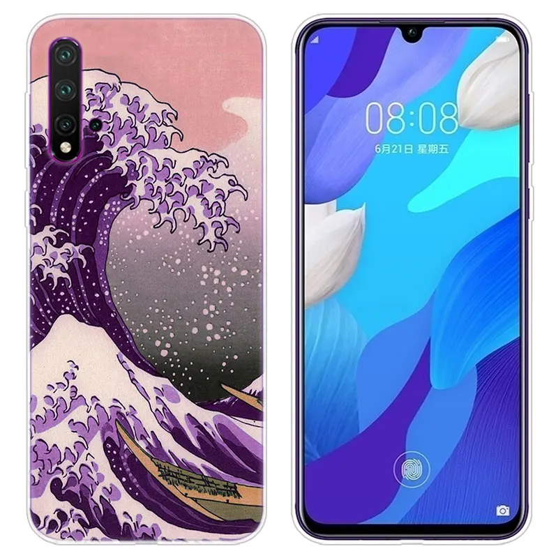 Чехол Kanagawa силиконовый для Huawei P30 20 Pro 10 P9 P8 Lite 2017 P Smart Z Plus 2019 NOVA 5i 5 Pro|Бамперы| |