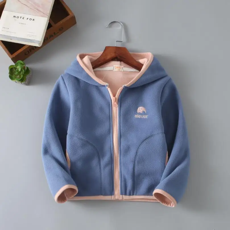 blue Милые мягкие флисовые толстовки для мальчиков и девочек; куртка для девочек; Новинка года; детская верхняя одежда на весну-осень; Детское пальто для подростков - Color: blue
