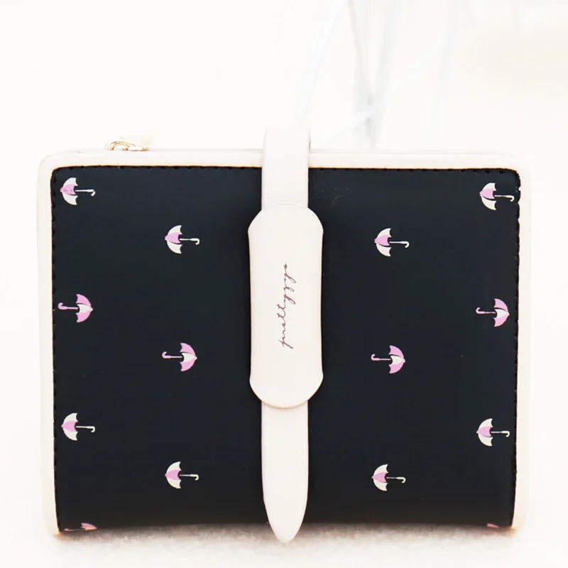 black Prettyzys корейский стиль печати женщин drawstring мини-кошелек на молнии, студенческий милый держатель для карт, женские кошельки маленький карман для монет - Цвет: black