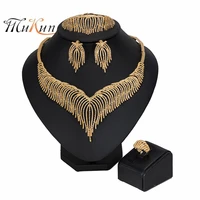 mukun fashion african beads jewelry sets dubai gold color brand jewelry set woman wedding costume design statement jewelry set