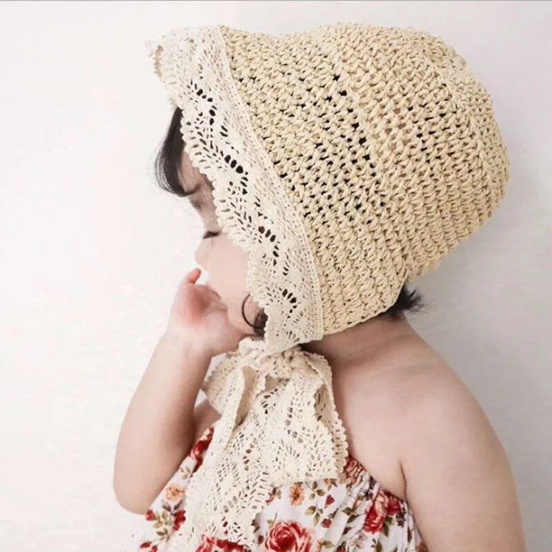 MILANCEL summer girls hat kids straw sun photograph pro with lace string | Детская одежда и обувь