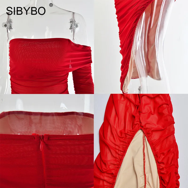 Женское Сетчатое платье без бретелек Sibybo пикантное с разрезом и открытыми