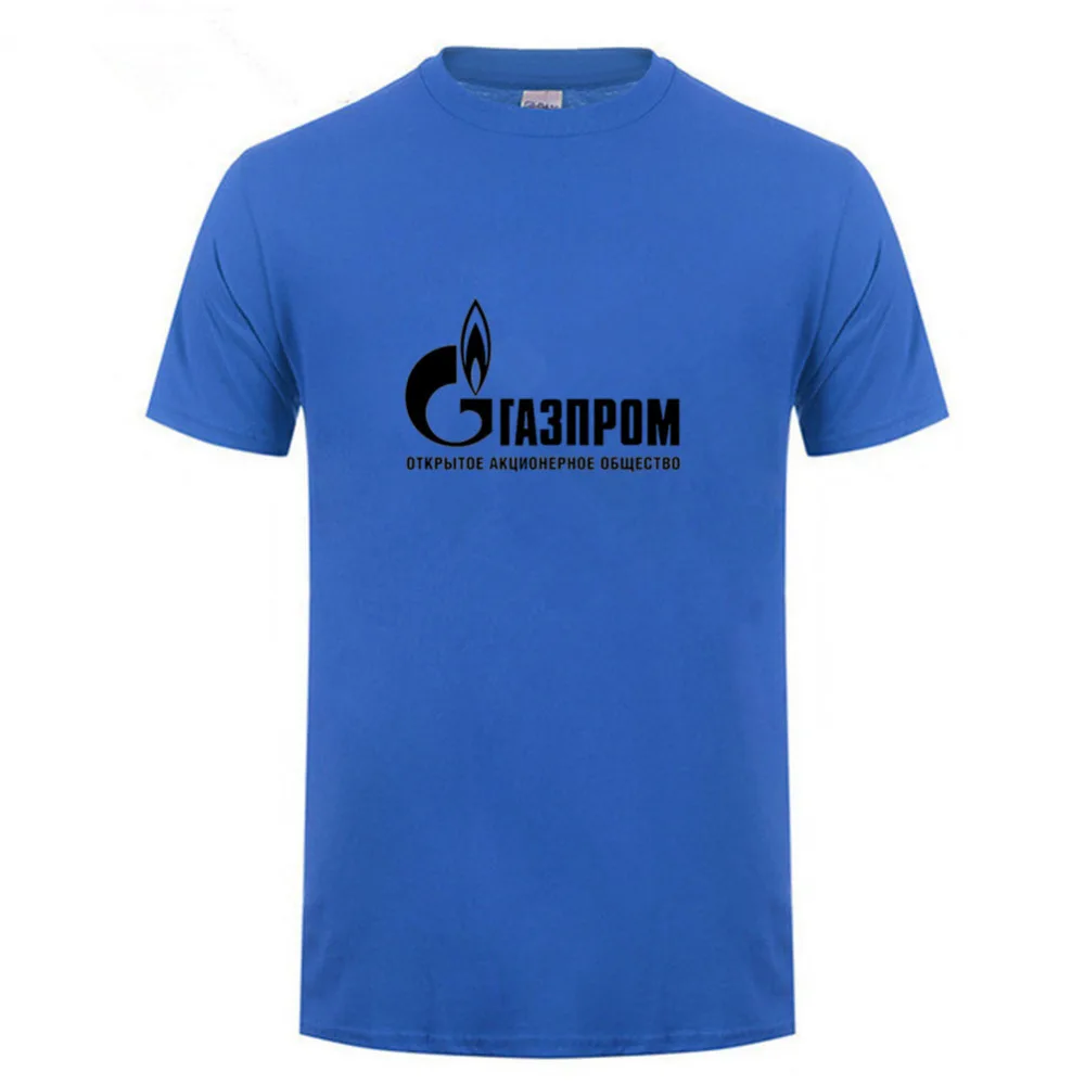 Футболка с логотипом SEVEN SISTERS oil giant GAZPROM из хлопка и лайкры модная брендовая