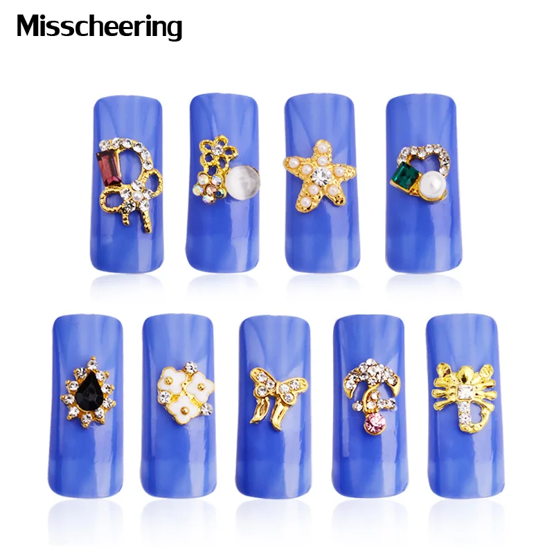 10 шт./упак. золотые бабочки Якорь Шарм Дизайн Блестки для украшения ногтей