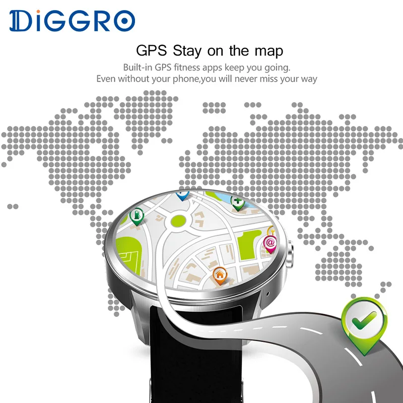Diggro DI01 Смарт часы 1 GB + 16 Android 5 MTK6580 монитор сердечного ритма Поддержка Wi Fi 3g gps сим